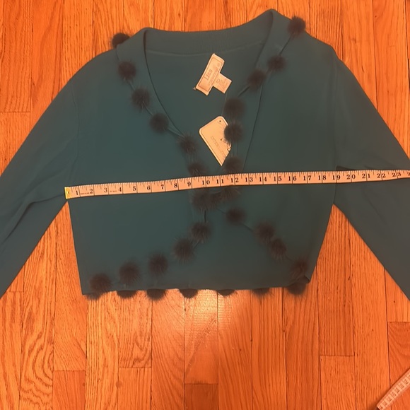 Vintage Y2K style cropped cardigan fur trim - Picture 3 of 6